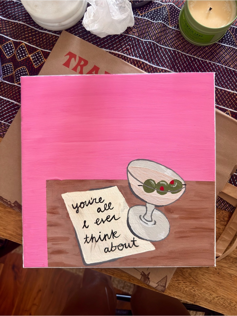 Pink Cocktail Still Life Wall Art Print - Unbranded